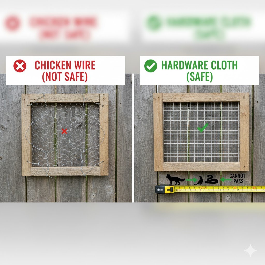 Hardware cloth galvanized wire mesh 10mm squares for predator-proof chicken coop Australia fox snake prevention