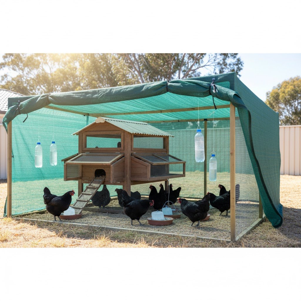 How to keep chickens cool in summer in Australia: Shade cloth and ventilation in coop