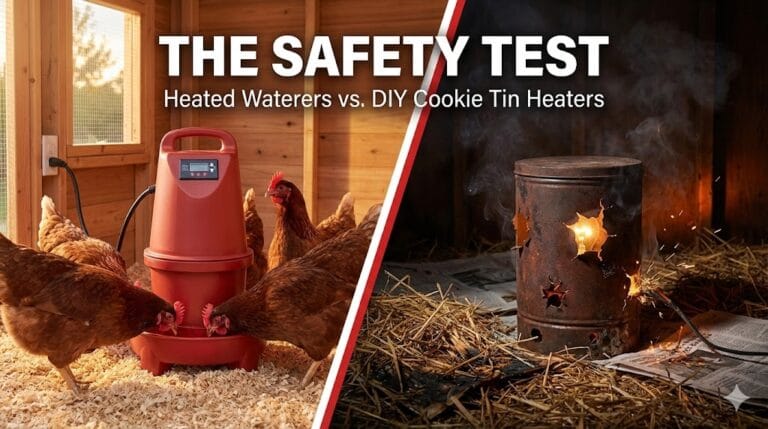 The Safety Test: Heated Poultry Waterers vs. DIY Cookie Tin Heaters — Complete Winter Water Solutions Guide for Backyard Chickens