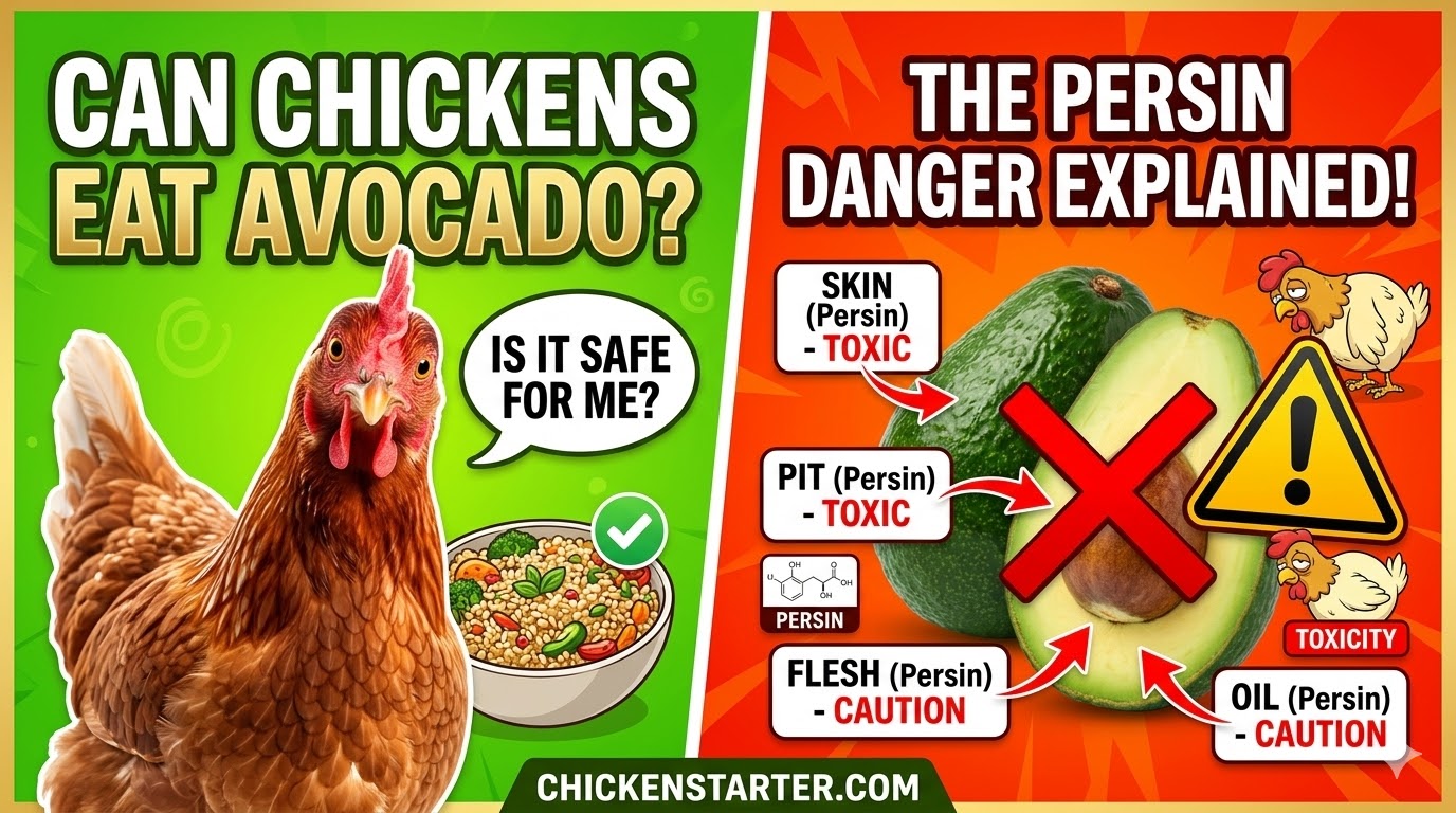 Can Chickens Eat Avocado? The Persin Danger Explained (Skin, Pit, Flesh and Oil)
