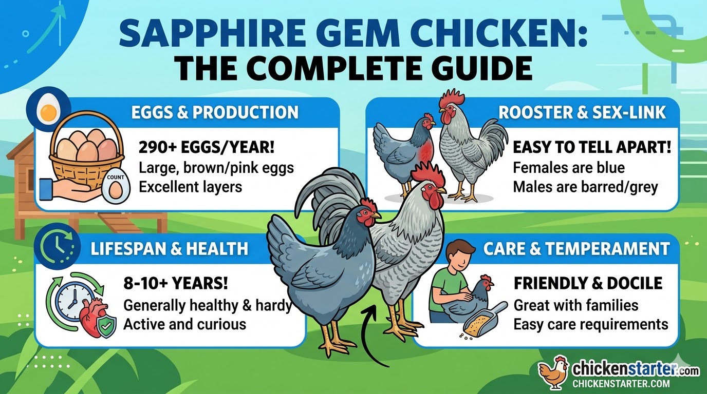 Sapphire Gem Chicken: Complete Guide to Eggs, Rooster, Lifespan and Care